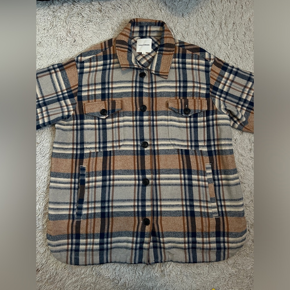 Lucky Brand Plaid Cotton Shacket Size Large